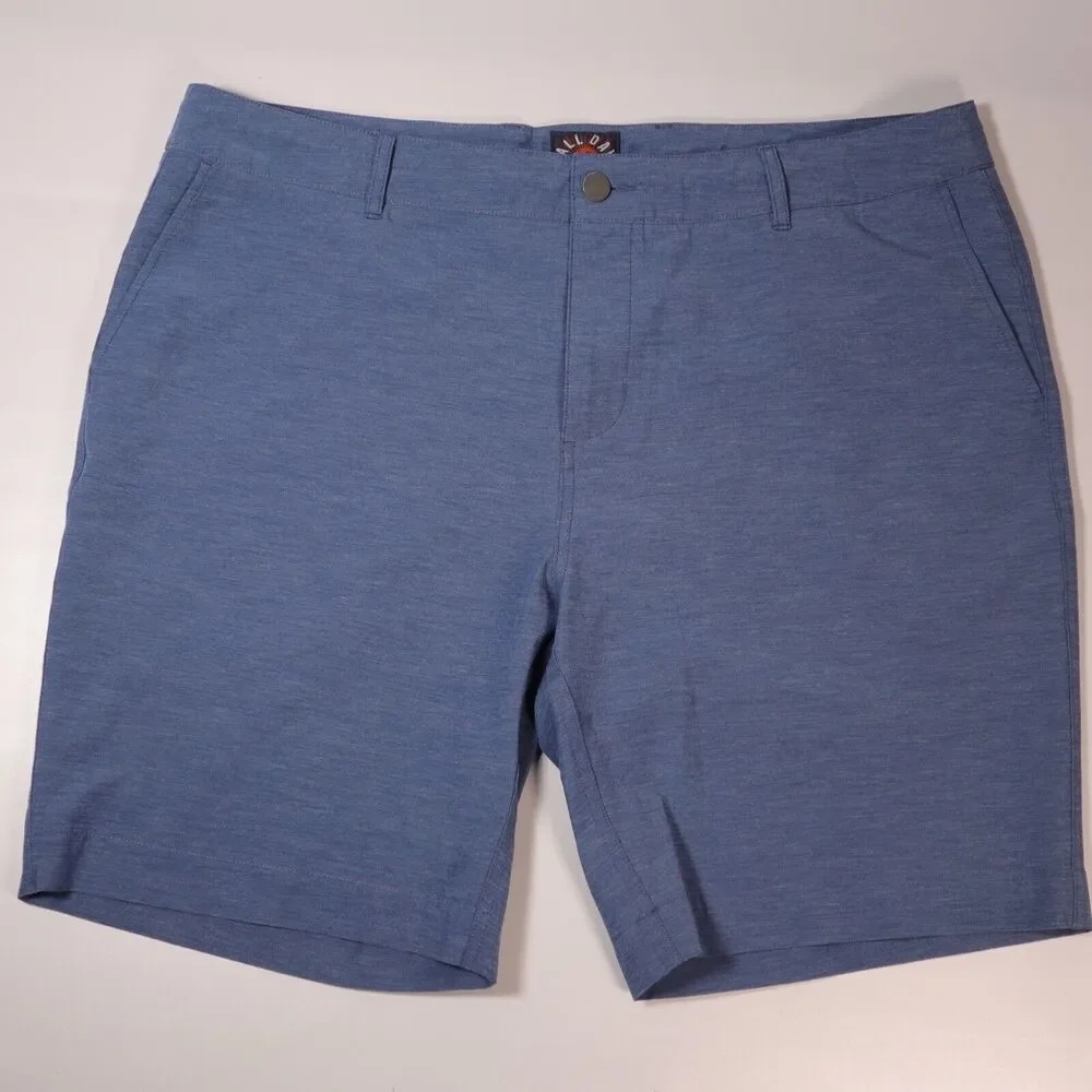 Faherty Mens Size 38 All Day Shorts Blue Zip Fly Drawstring Casual 9” Inseam